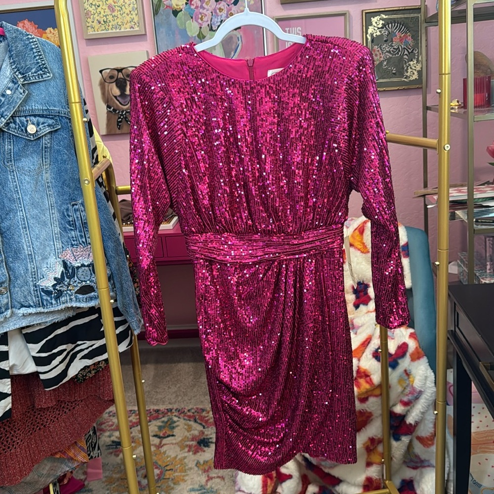 Eliza J Pink Sequin Dress - Picture 2 of 8